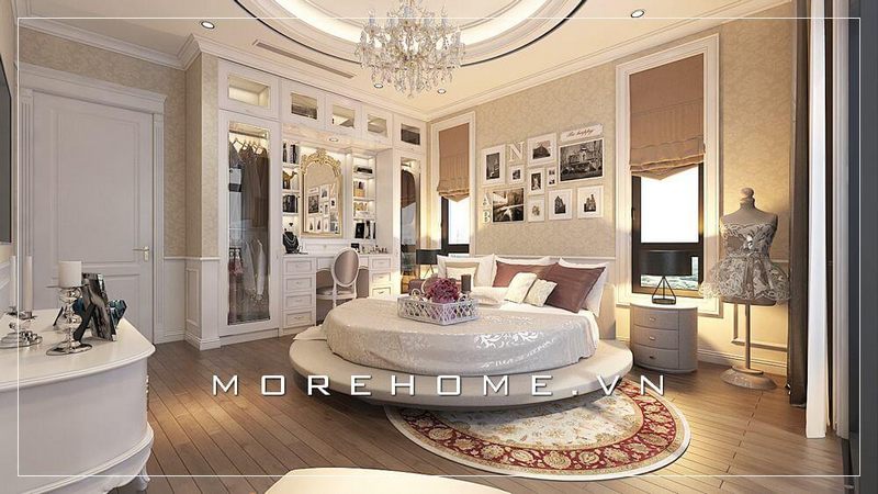 Mẫu giường ngủ chung cư đẹp được thiết kế theo kiểu dáng tròn sang trọng đầy ấn tượng sẽ là xu hướng lựa chọn của nhiều khách hàng hiện nay